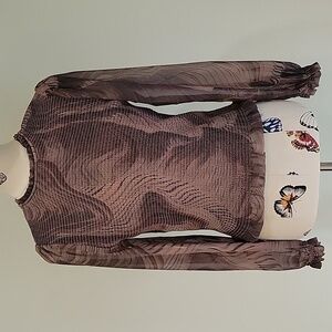 TRUTH by Republic brown with sheer sleeves and ruffles.  Size is Medium.